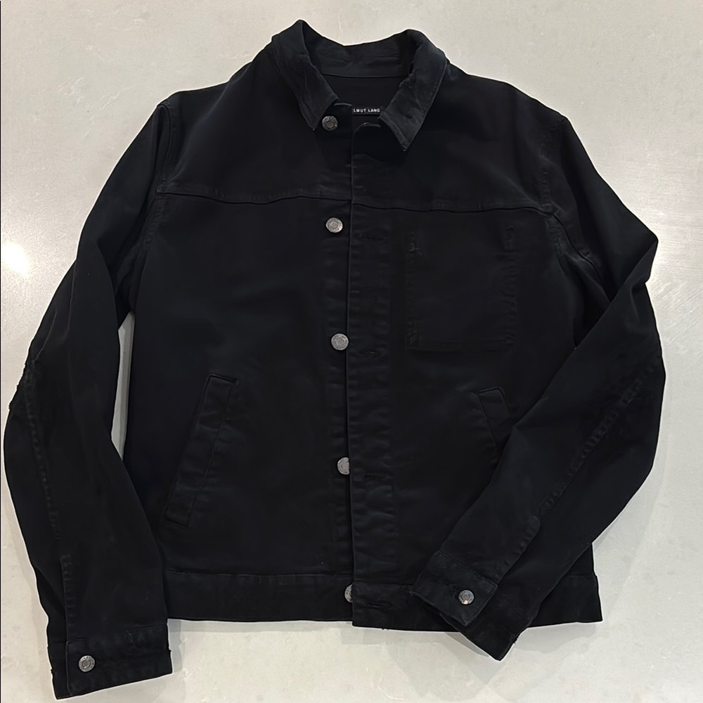 Helmut Lang Distressed Black Denim Jacket NWOT Sz M